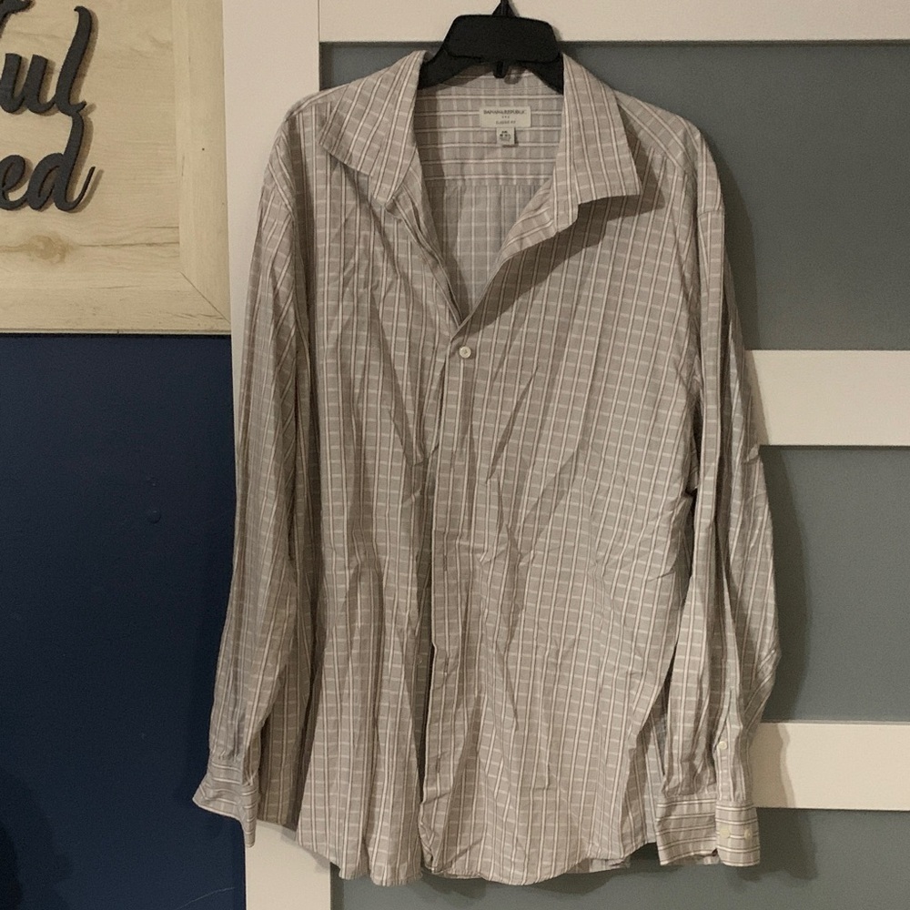 Banana Republic Gray Striped Dress Shirt